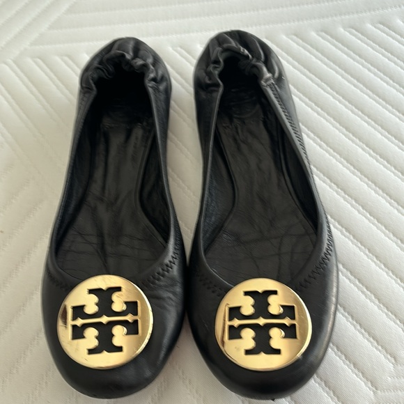 Tory Burch Leather Minnie Ballet Travel Flats in Perfect Black/Gold Size 7.5 - Picture 16 of 16